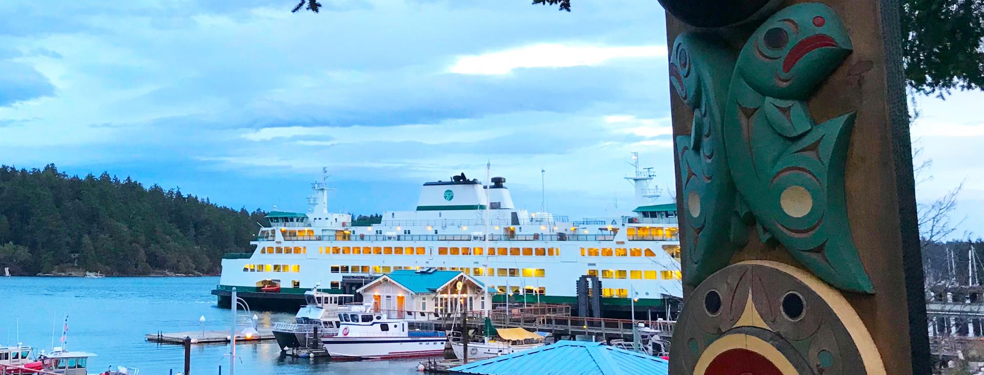Evening Ferry Arriving in Friday Harbor