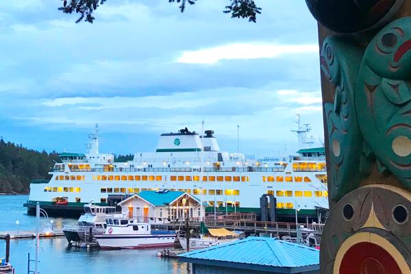Evening Ferry Arriving in Friday Harbor