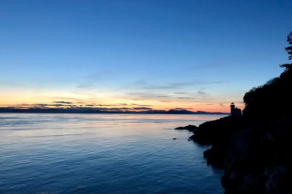 Beautiful Sunset at Lime Kiln Lighthouse on San Juan Island