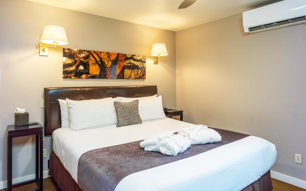 King Bed in Bainbridge room at Bird Rock Hotel on San Juan Island, Washington