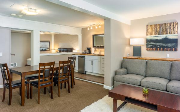 Bird Rock Hotel - San Juan Island Washington - Salt Spring living room and kitchen