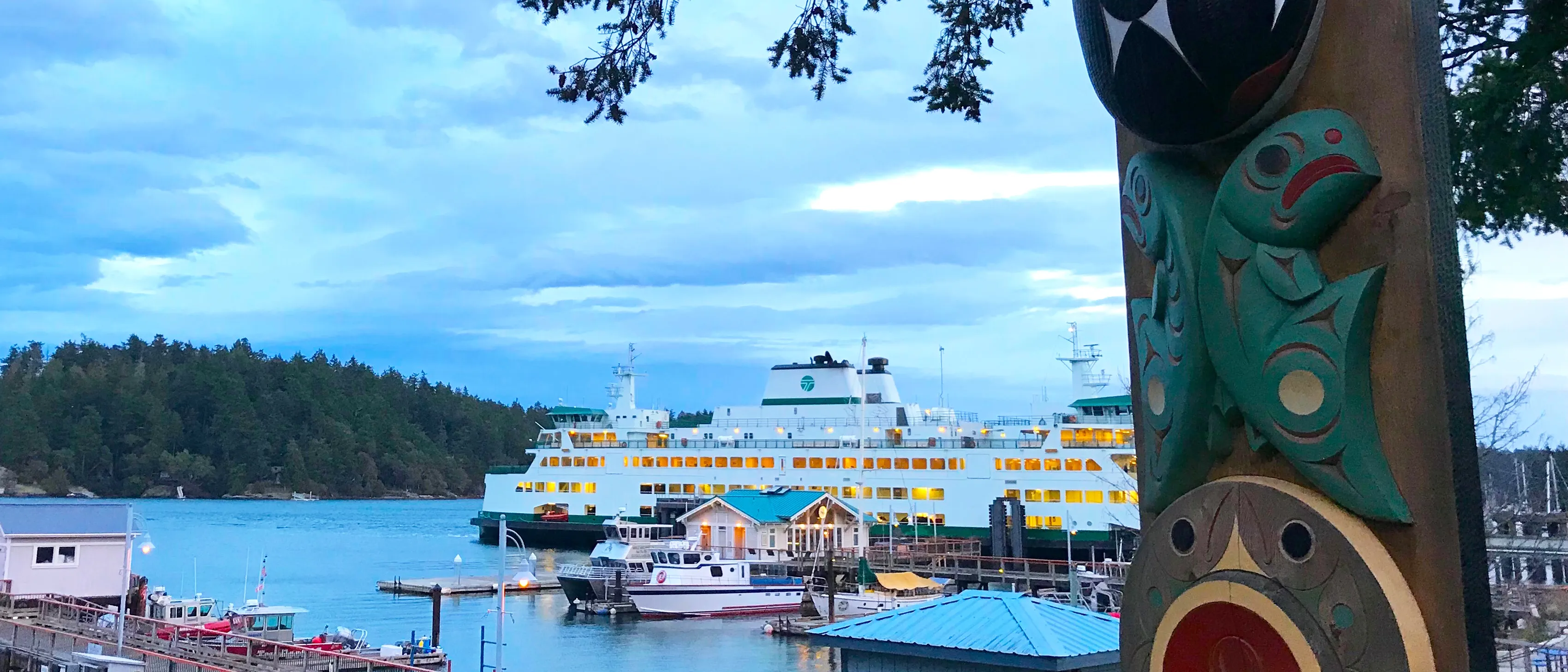 Evening Ferry Arriving in Friday Harbor