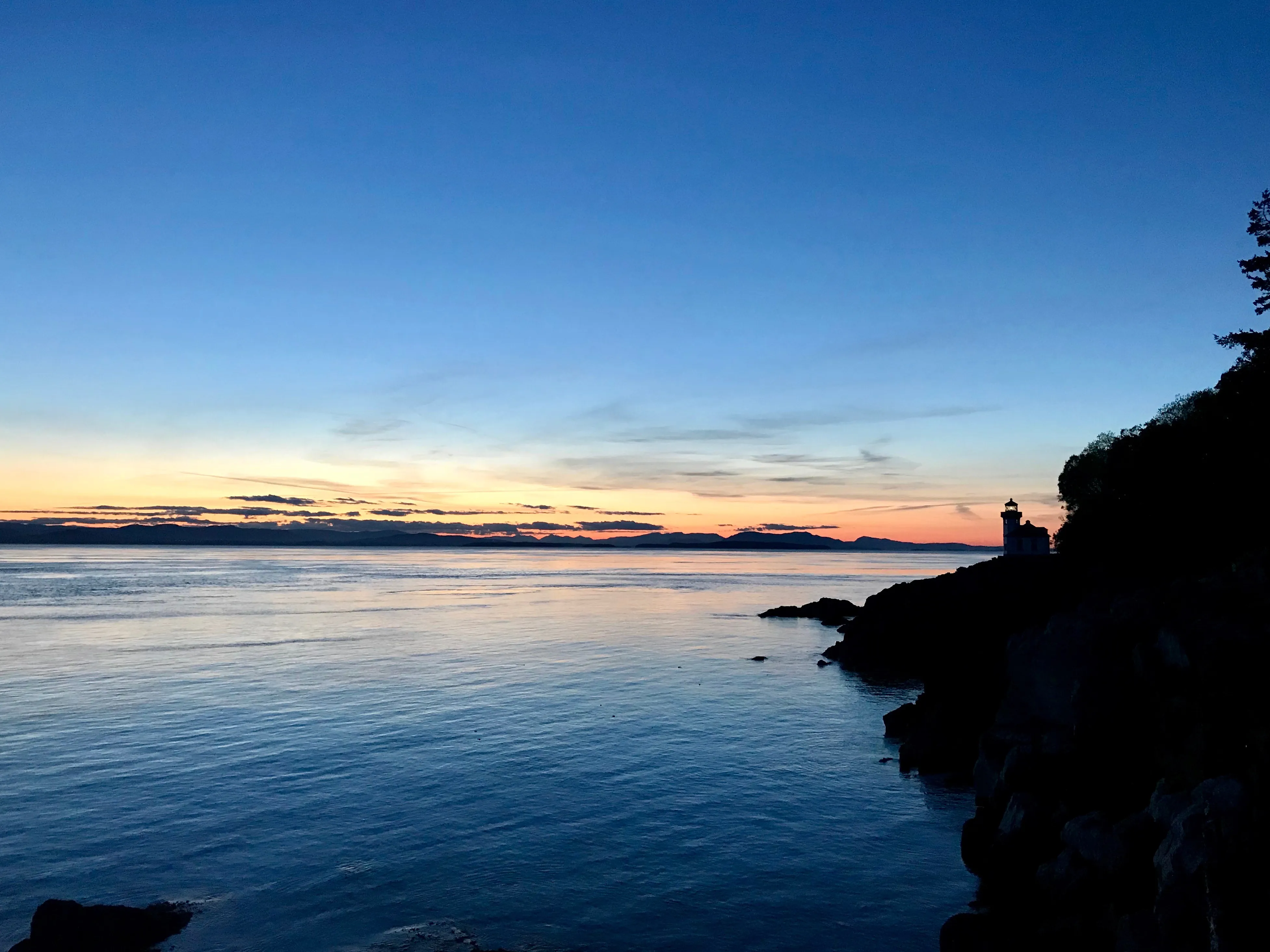 Beautiful Sunset at Lime Kiln Lighthouse on San Juan Island